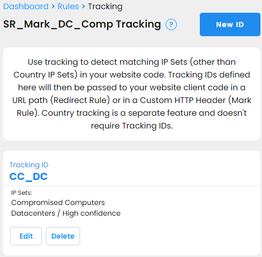 Enabling Tracking for Website Mark Rule