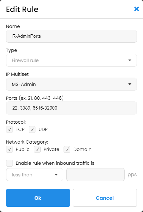 Firewall Rule for Administrative ports