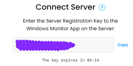 Enter server registration key