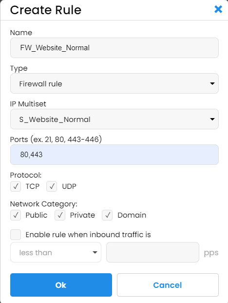 Create firewall rule 1