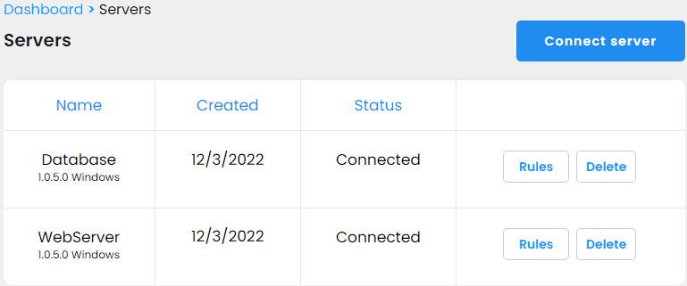 Servers connected